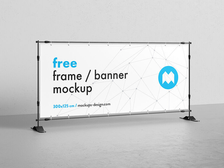 Standing horizontal Banner Frame Mockup with 2 angles FREE PSD