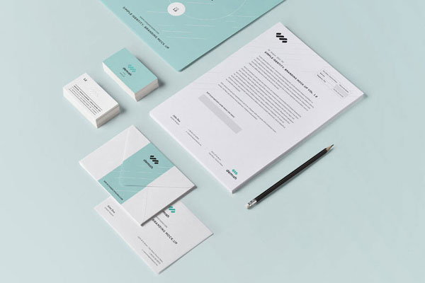 Free Top View Card With Envelope Stationery Mockup Design - Mockup Planet
