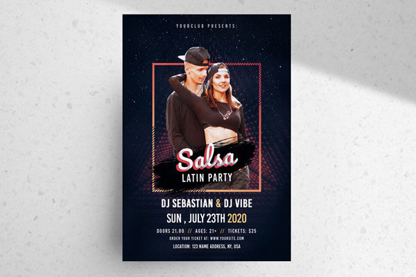 Stylish Salsa Latin Party Flyer Template FREE PSD