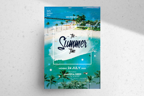 Summer Beach Party Flyer Template FREE PSD