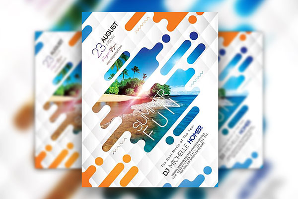 Summer Fiesta Party Flyer Template Featuring Puzzle-like Patterns FREE PSD