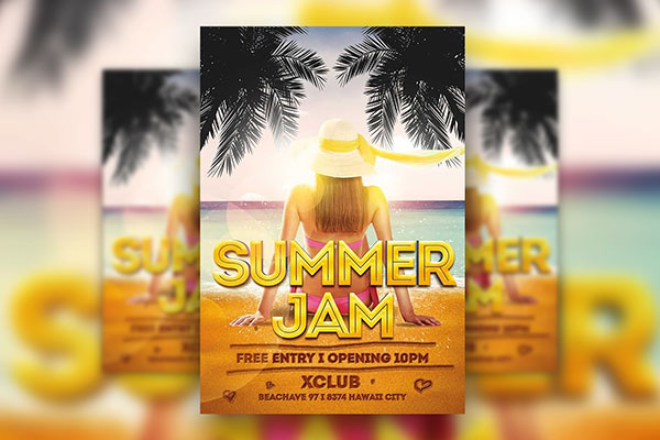 Summer Jam Party Announcement Flyer Template FREE PSD