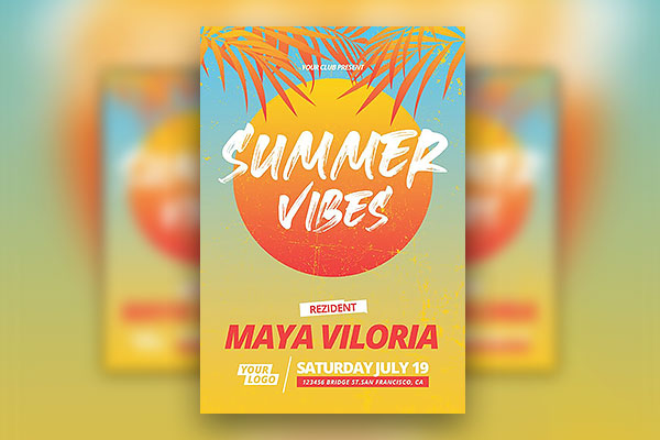 Summer Theme Flyer Template FREE PSD
