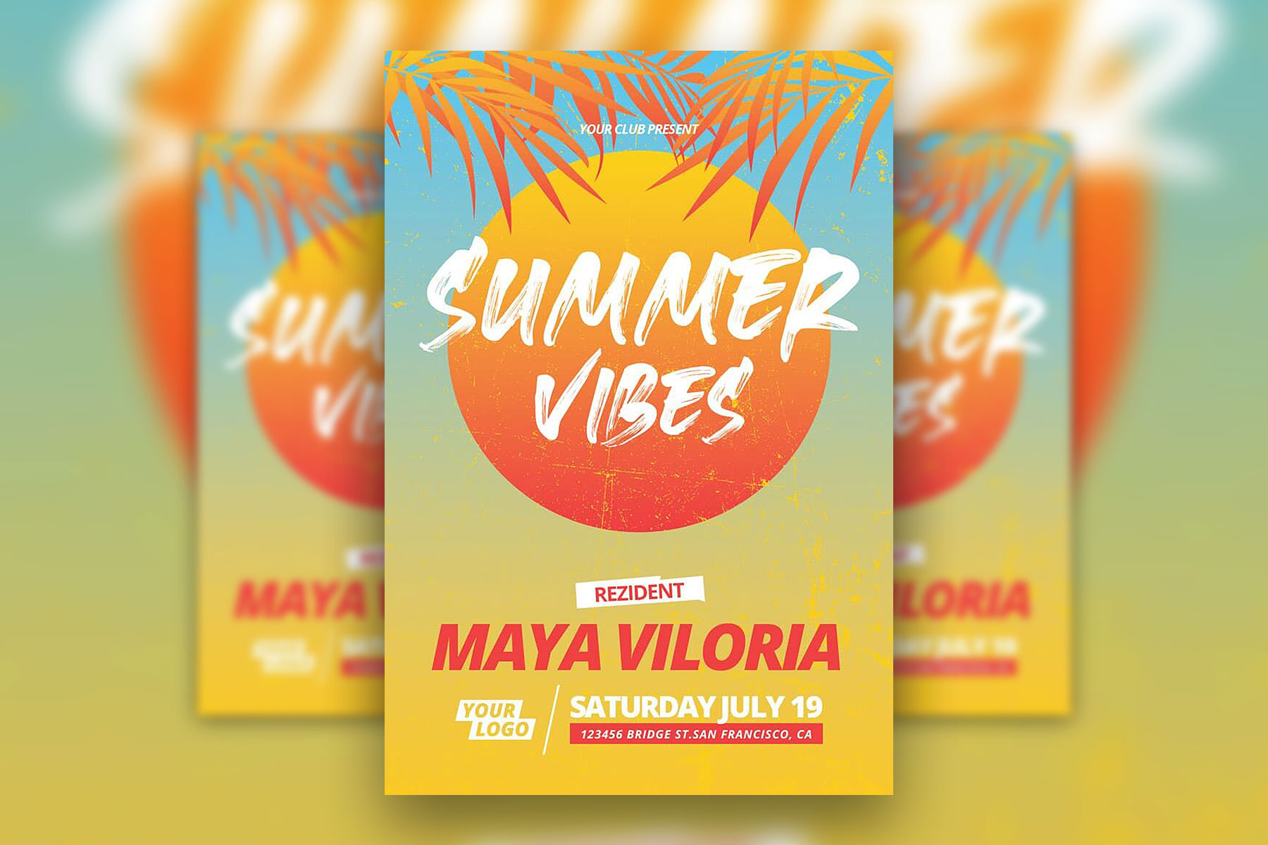 Summer Theme Flyer Template FREE PSD
