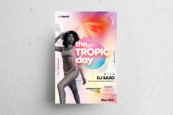 Summer Tropical Party Flyer Template FREE PSD