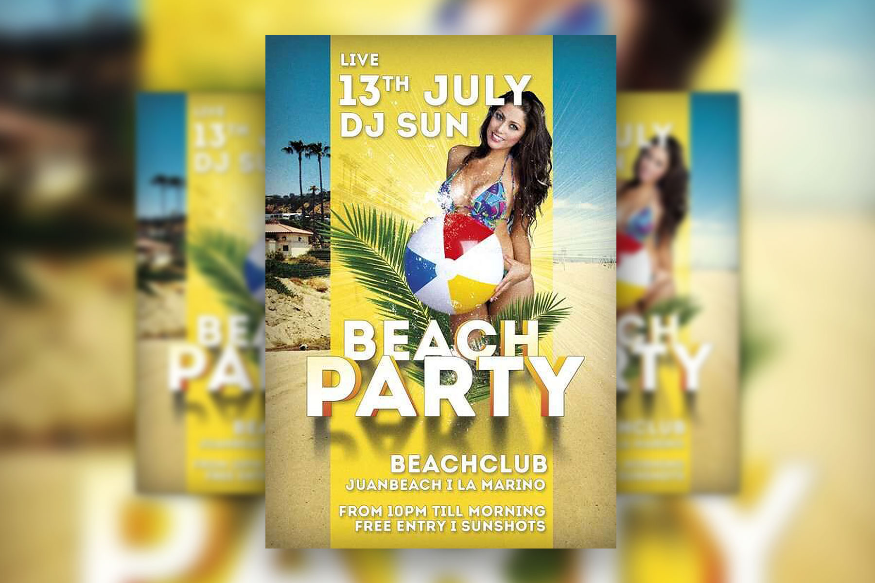 Sunny Beach Party Flyer Template FREE PSD