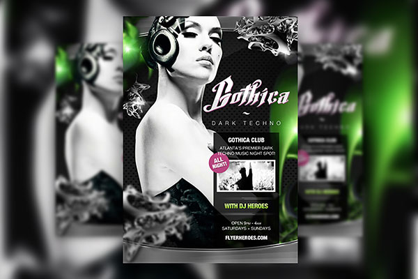 Techno Music Flyer Template Featuring Modern Scene FREE PSD