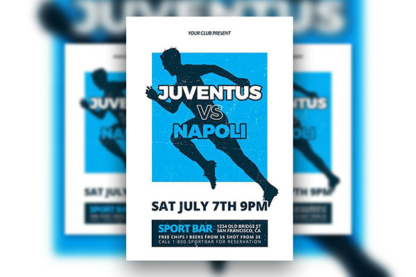 Template of a Soccer Game Flyer with a Wear-Out Look FREE PSD