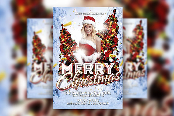 Template of a Stylish Merry Christmas Bash Flyer FREE PSD