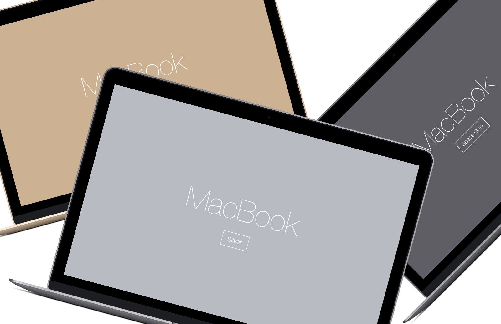 Three Macbook Mockup In Silver And Golden FREE PSD