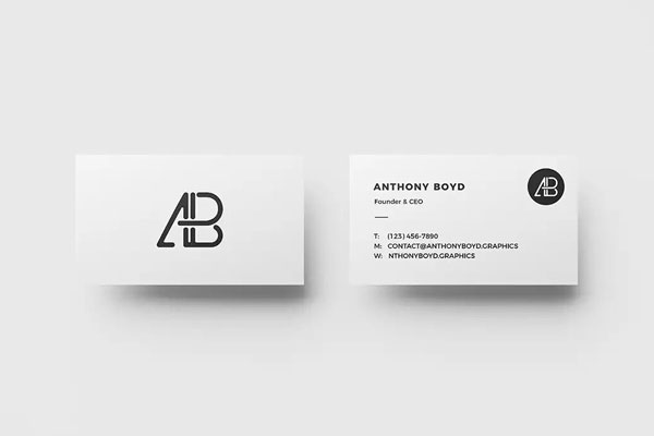 Top-View Front and Back Business Card on Plain Background Mockup FREE PSD