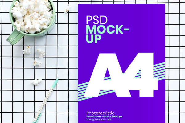 Top View of a Flyer/Movie Poster Mockup FREE PSD