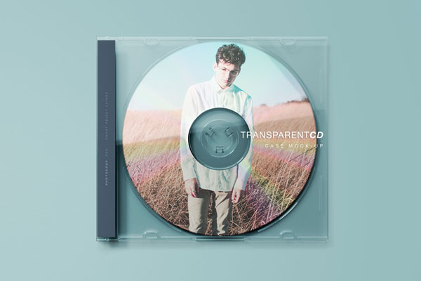 Transparent Cd Case Mockup With A Vertical Label FREE PSD