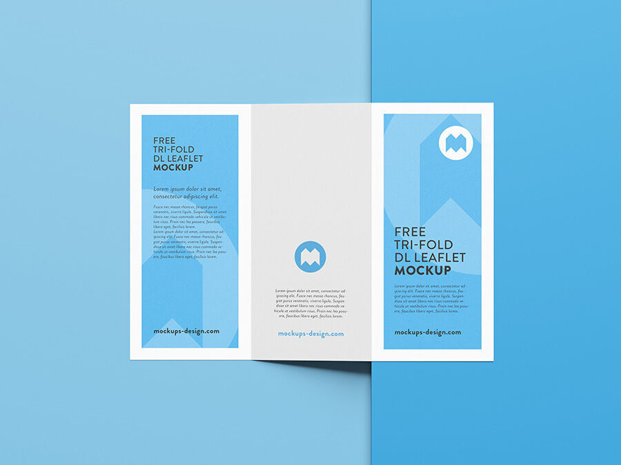 Tri Fold Leaflet in Different Views Mockup FREE PSD