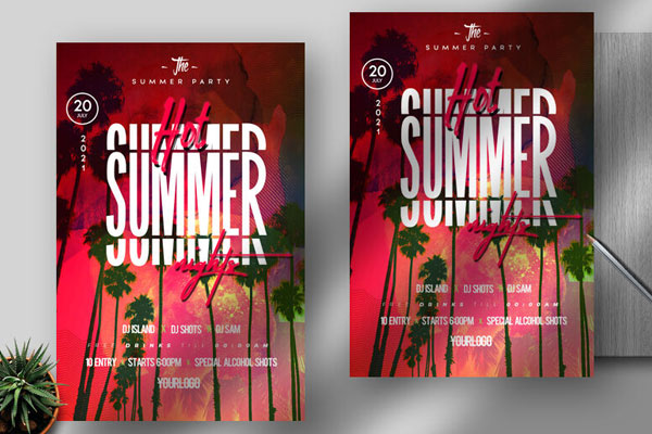 Tropical Summer Nights Flyer Template FREE PSD