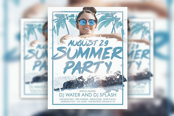 Tropical Summer Party Flyer and Facebook Cover Template FREE PSD