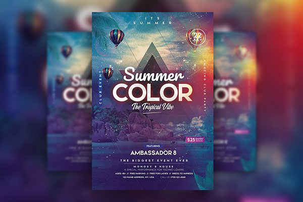 Tropical Summer Party or Event Flyer Template FREE PSD