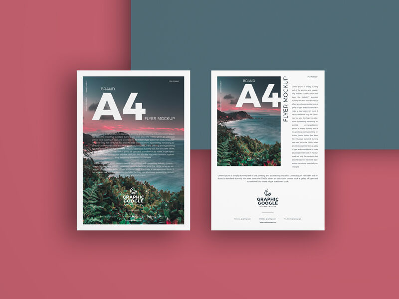 Two A4 Flyers Side by Side Mockup FREE PSD