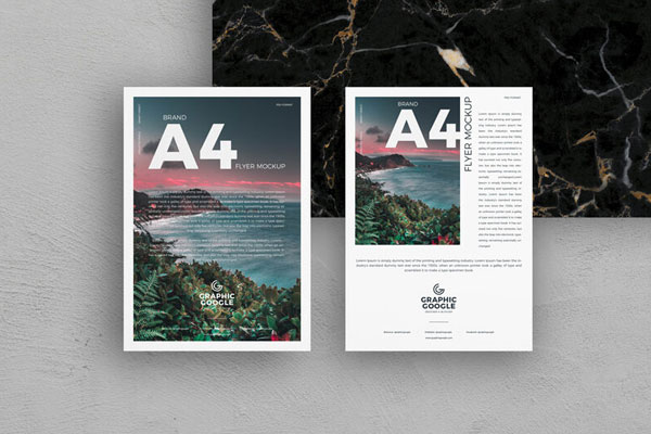 Two A4 Flyers Side by Side Mockup FREE PSD