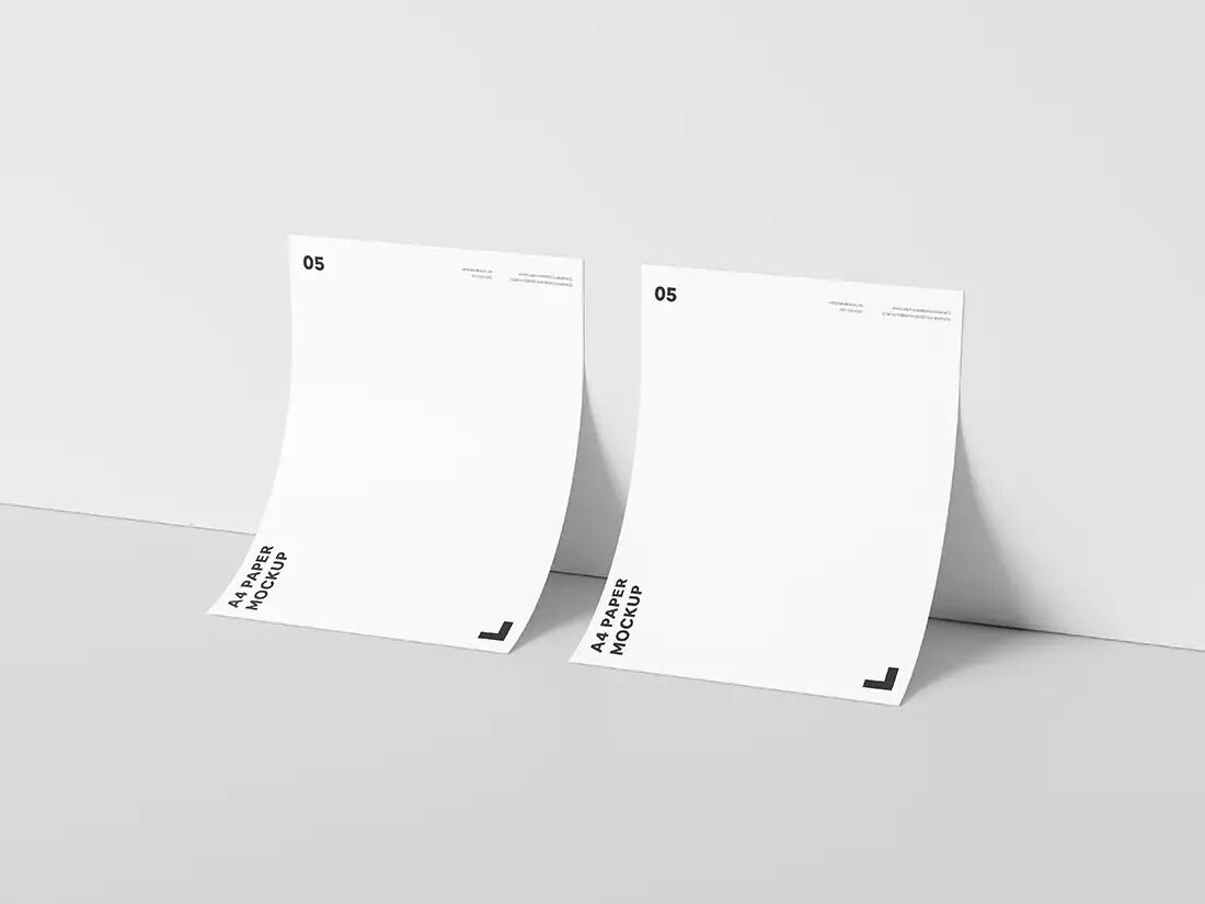 Two A4 Papers Leaned Against Wall Mockup Free Download | Resource Boy