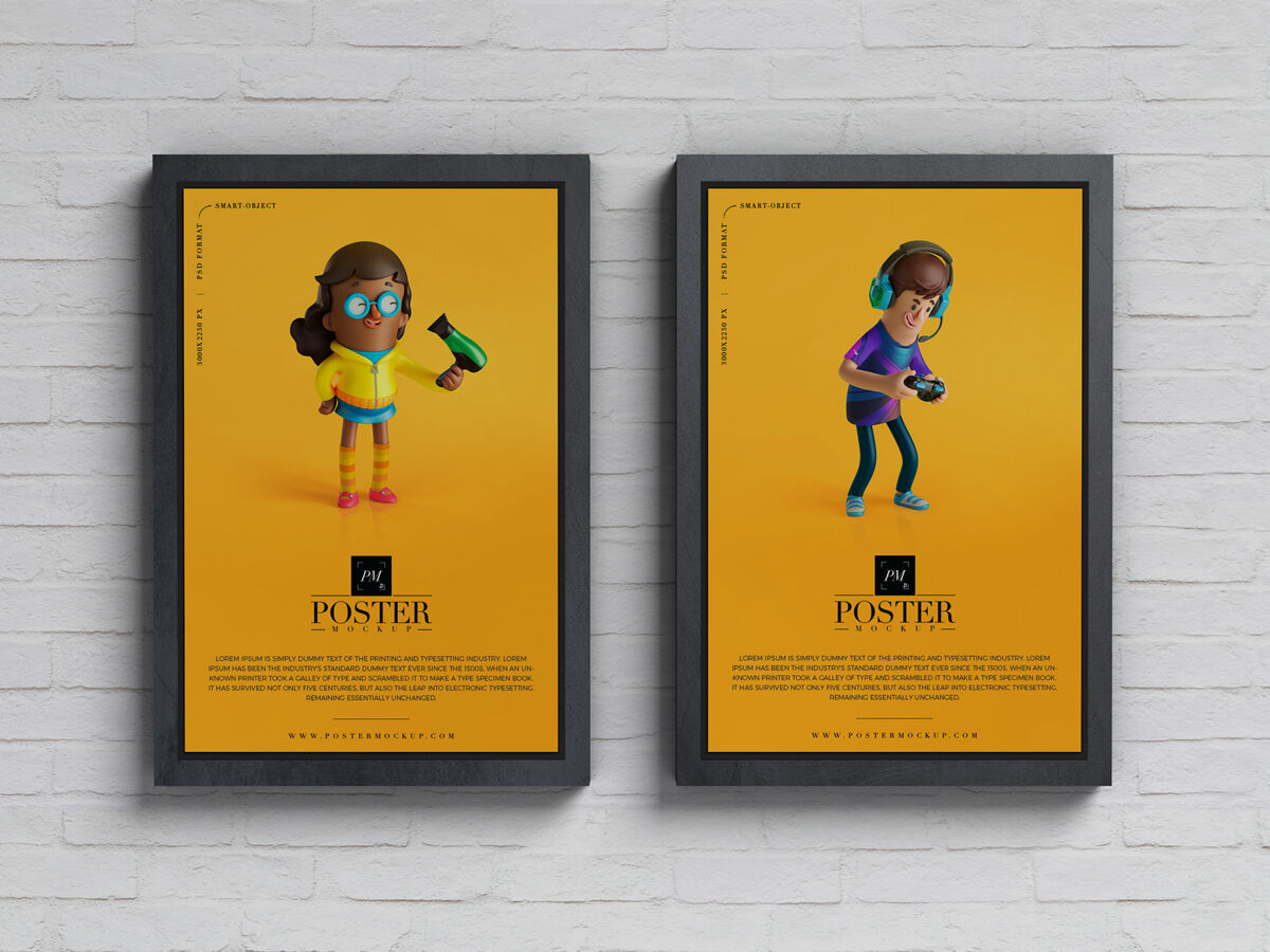 Two Advertisement Posters Mockup On A Wall FREE PSD