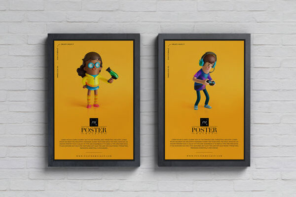 Two Advertisement Posters Mockup On A Wall FREE PSD