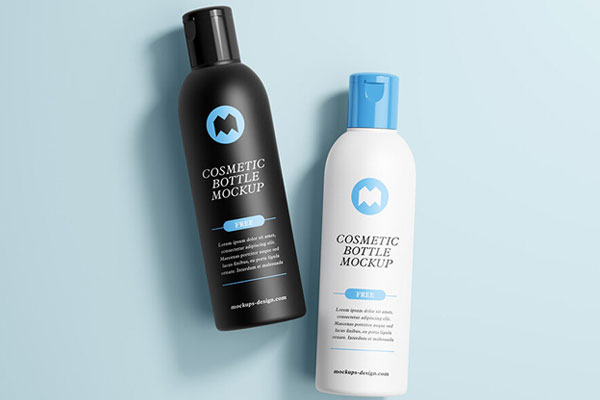 Two Different Angles of Cosmetic Bottles Mockup Set FREE PSD