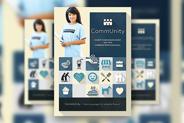 Two Flat Design Community Flyer Template (FREE) - Resource Boy