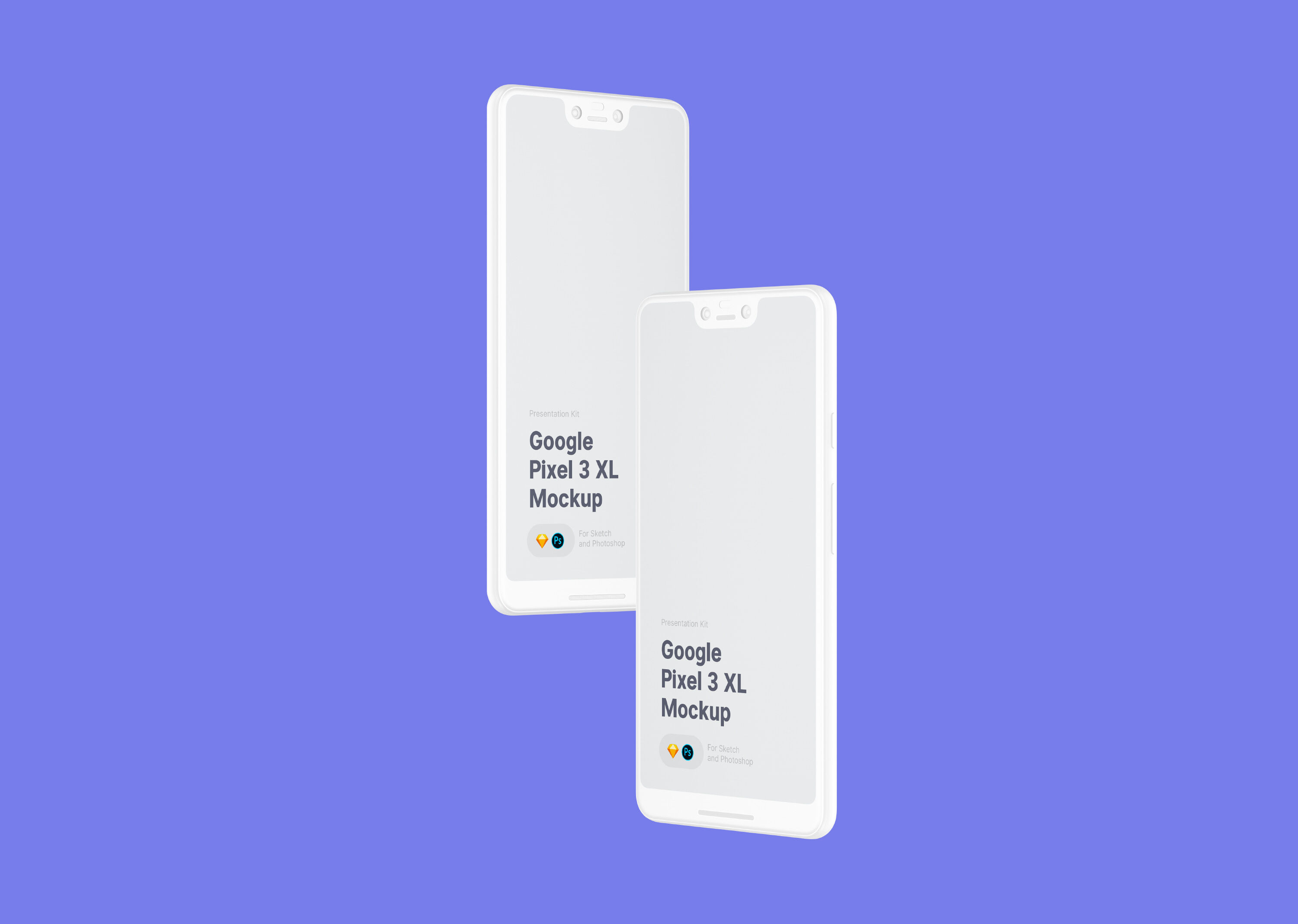 Two Floating Google Pixel 3 XL Mockup FREE PSD