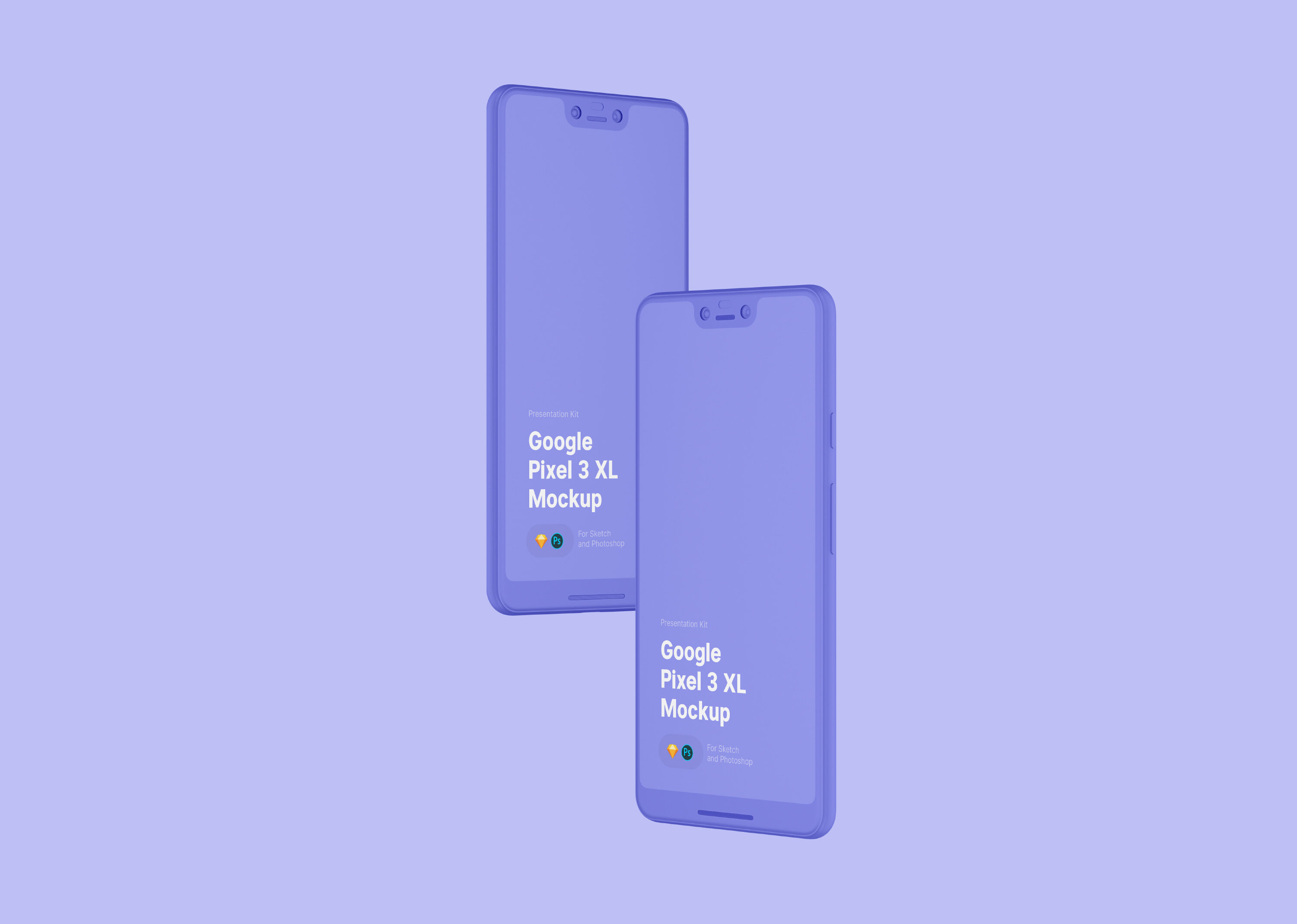Two Floating Google Pixel 3 XL Mockup FREE PSD