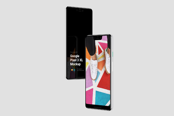 Two Floating Google Pixel 3 XL Mockup FREE PSD