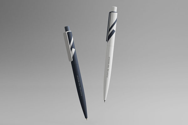 Two Floating White and Dark Color Pens with Stripes Mockup FREE PSD