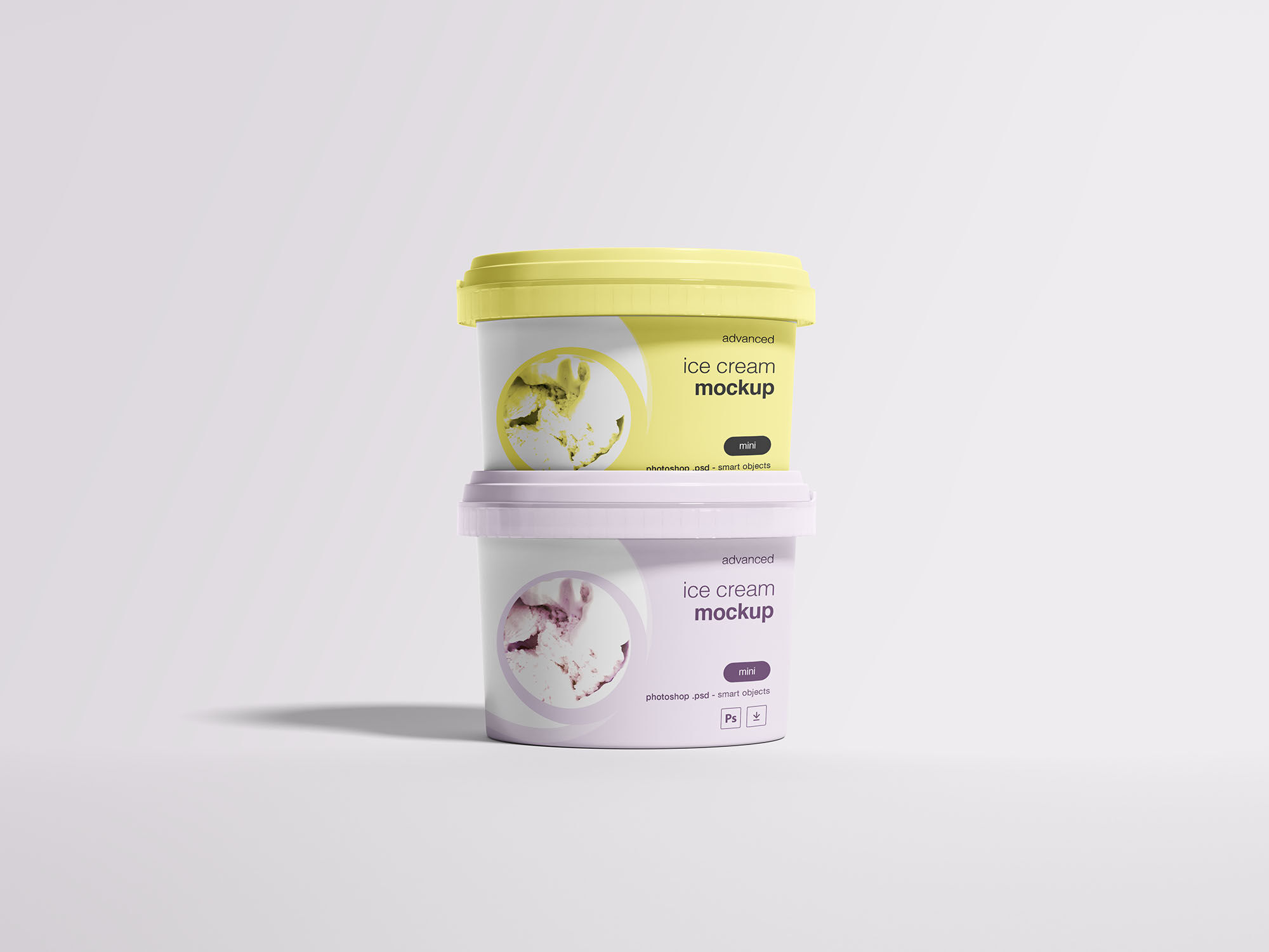 Two Ice Cream Packages Above Each Other Mockup FREE PSD