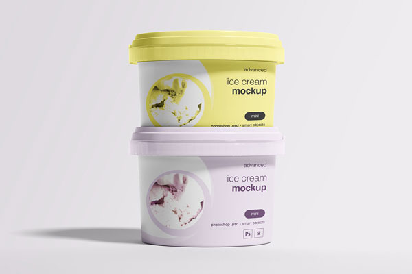 Two Ice Cream Packages Above Each Other Mockup FREE PSD