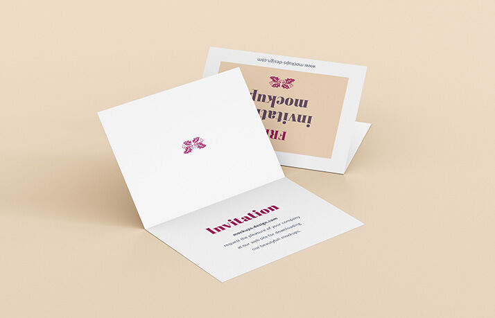 Two Invitation Mockup In Different Positions FREE PSD