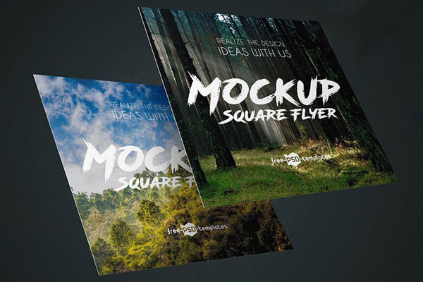 Two Mockups Featuring Two Square Flyers FREE PSD