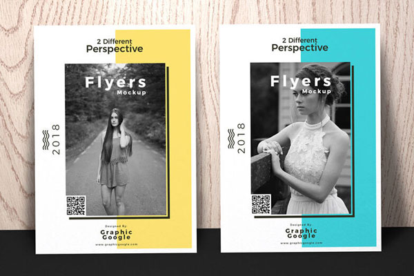 Two Mockups of Flyers Leaning Against Wooden Wall at Different Angeles FREE PSD