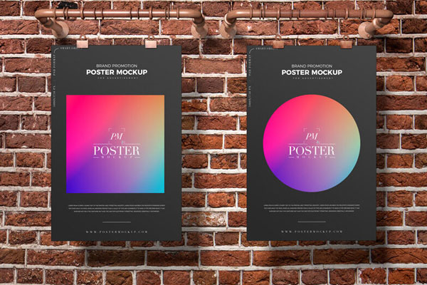 Two Poster Mockup on a Brick Wall Free Download | Resource Boy