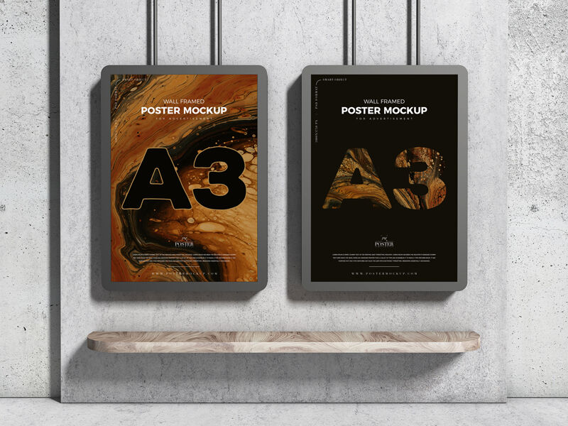 Two Posters Mockup On The Wall FREE PSD