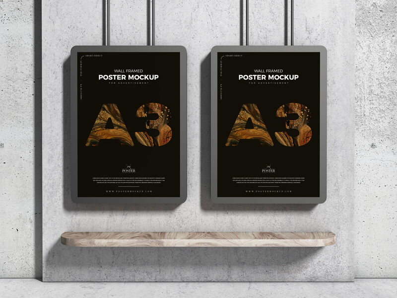 Two Posters Mockup On The Wall FREE PSD