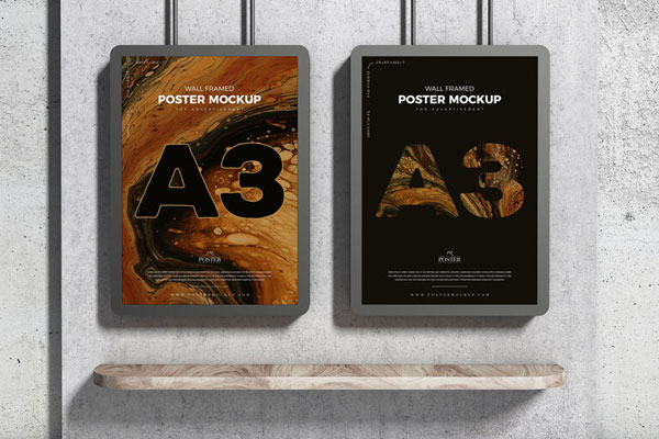 Two Posters Mockup On The Wall FREE PSD