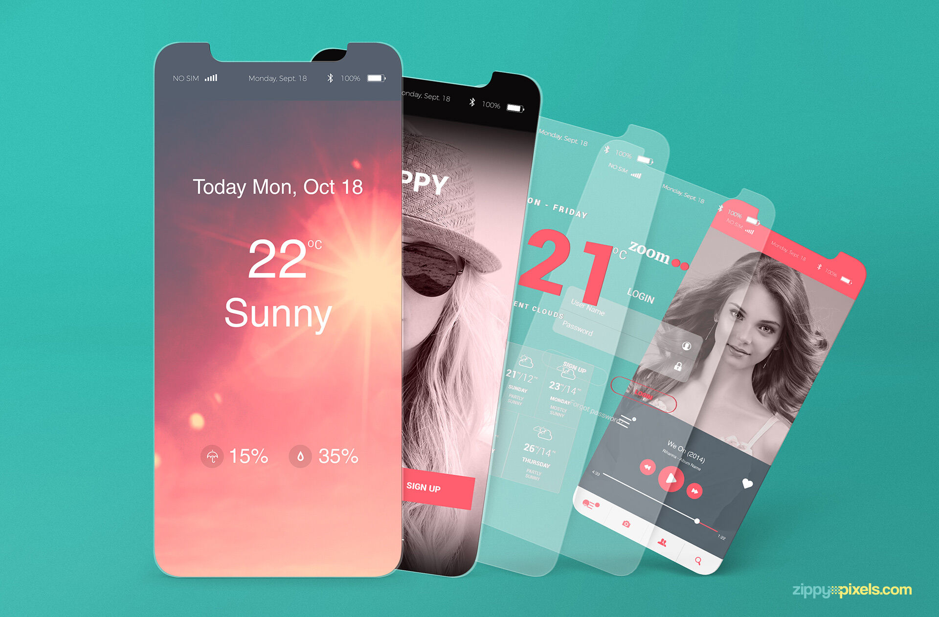 Two Super Elegant iOS App Presentation Mockups FREE PSD