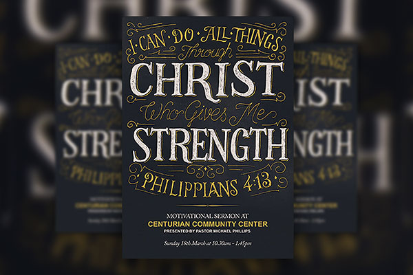 Typography Flyer Template Featuring Handwritten Christian Quote FREE PSD