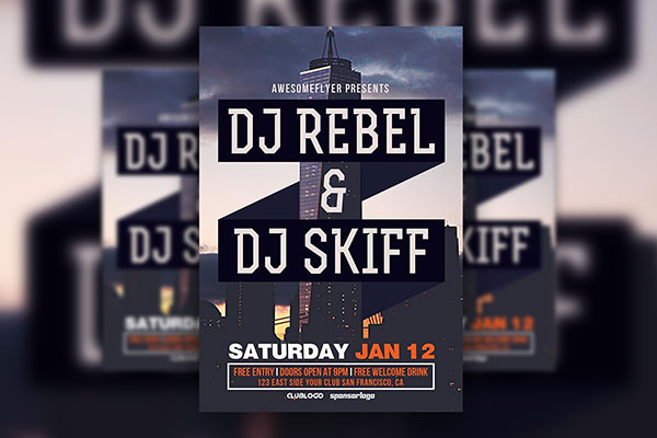 Ubrban Electro Party Flyer Template FREE PSD