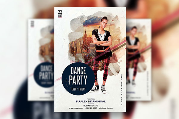 Urban Dance Party Flyer Template Featuring Tall Buildings FREE PSD