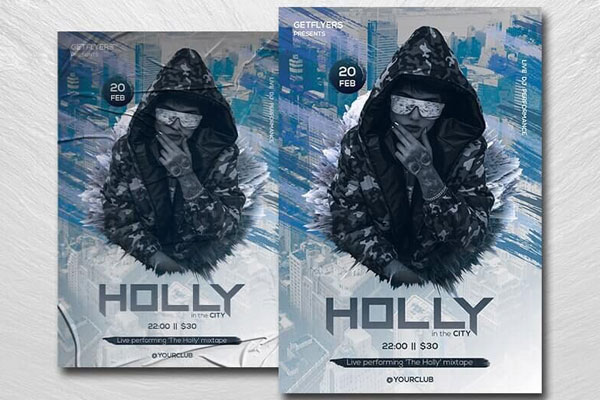 Urban Icy Night Club DJ Party Flyer Template FREE PSD