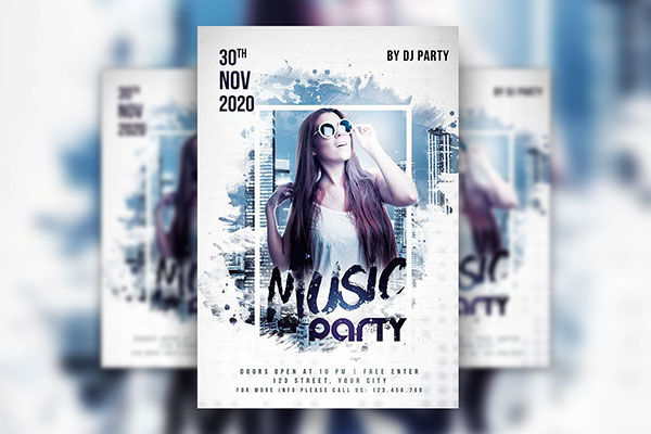 Urban Music Club Party Flyer Template FREE PSD