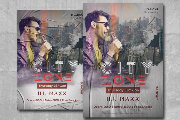 Urban Party DJ Flyer Template FREE PSD