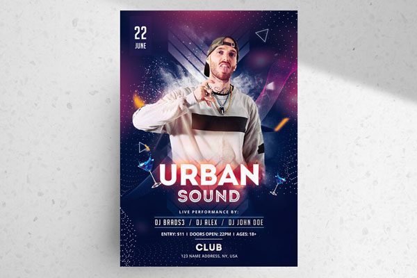 Urban Party Flyer Template with a Dark Theme FREE PSD