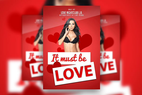 Valentines Day Club Event Flyer Template FREE PSD